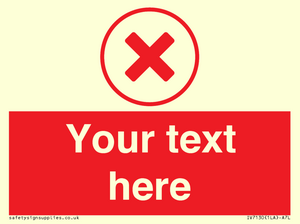 Custom red background, red cross in circle sign